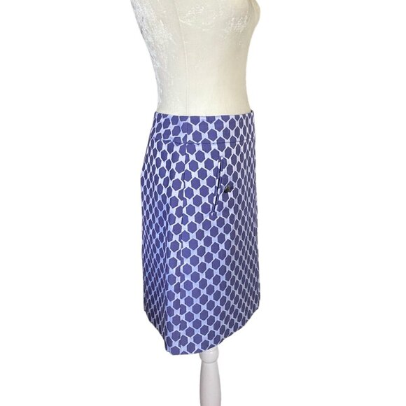 Loft size 2 women's purple and white fully lined A-line skirt with pockets - Picture 3 of 11